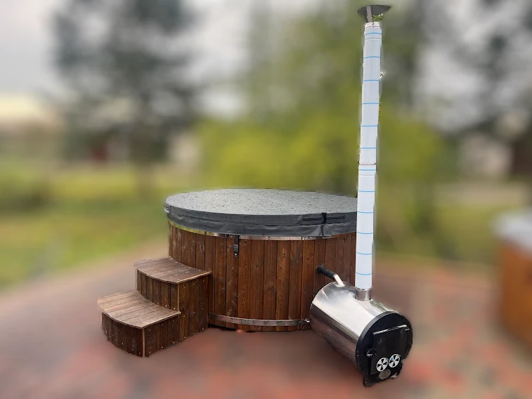 External furnace hot tub